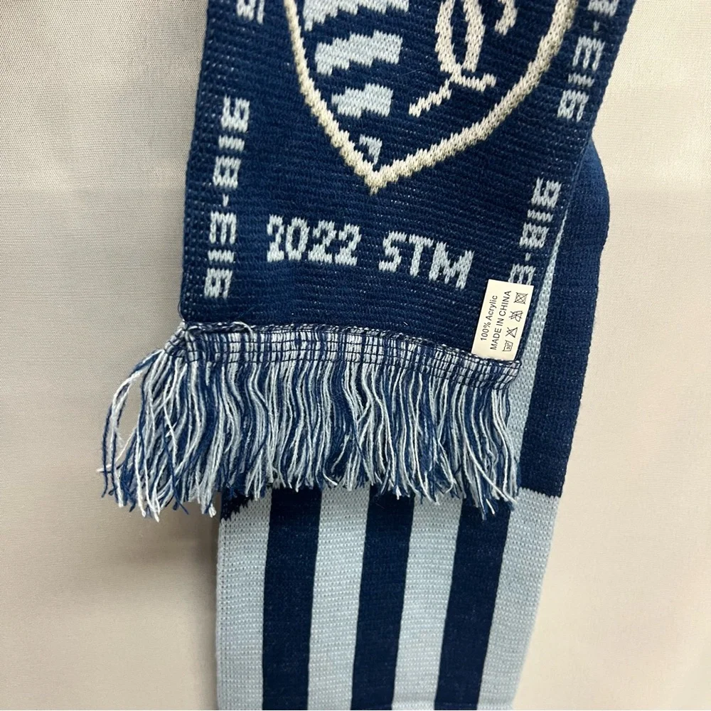 Sporting Kansas Scarf City Navy Light Blue Fringe Winter Warm KC Soccer Unisex